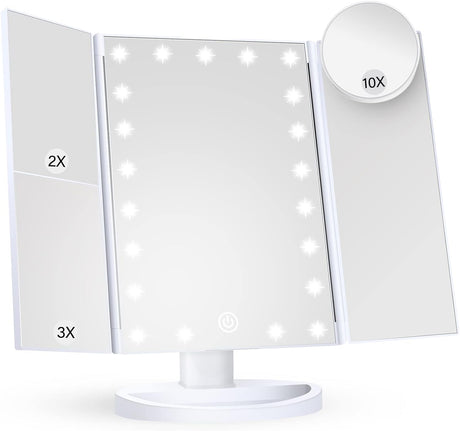 Tri-Fold LED Makeup Mirror
