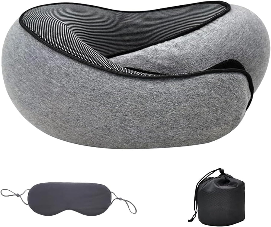 Ergonomic Travel Neck Pillow – Memory Foam Support for Airplane & Car