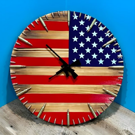 Handmade American Flag Clock