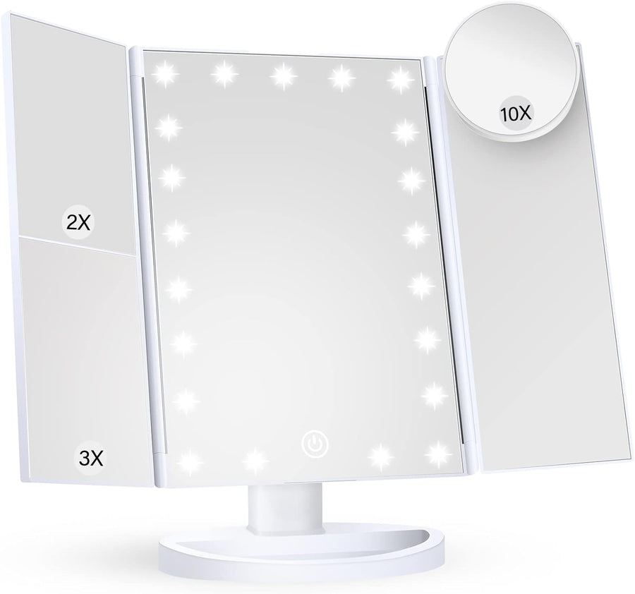 Tri-Fold LED Makeup Mirror