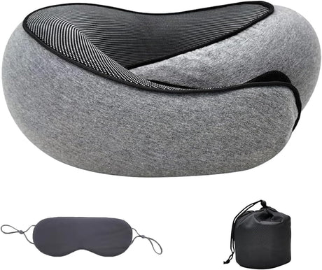 Ergonomic Travel Neck Pillow – Memory Foam Support for Airplane & Car